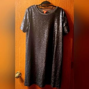 Joe Fresh • Womens SEQUIN SPARKLE Shift Dress Short Sleeve • sz Large